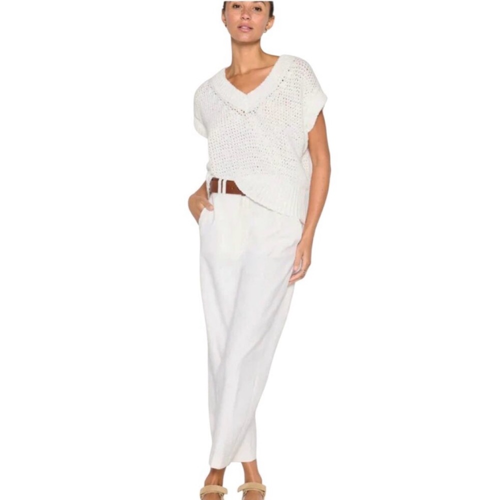 Brochu Walker the Anais Vee v neck short sleeve sweater 100% organic cotton M